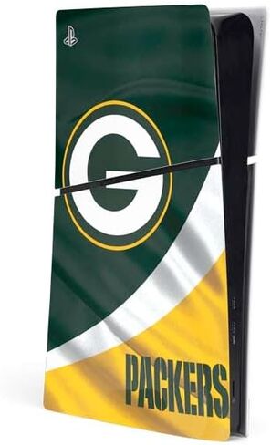 غلاف Skinit المخصص للألعاب متوافق مع وحدة التحكم PS5 Slim Digital Edition - تصميم Green Bay Packers المرخص رسميًا من الدوري الوطني لكرة القدم الأمريكية in Kuwait