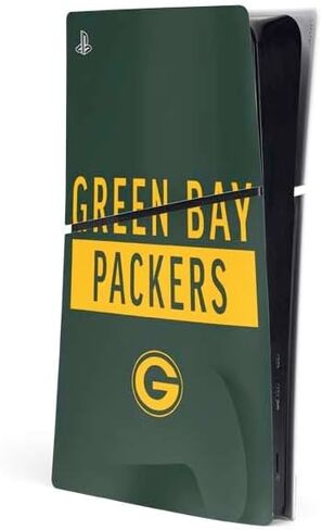 غلاف Skinit المخصص للألعاب متوافق مع وحدة التحكم PS5 Slim Digital Edition - تصميم Green Bay Packers المرخص رسميًا من الدوري الوطني لكرة القدم الأمريكية in Kuwait