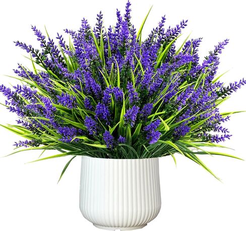 24PCS Artificial Flowers for Outdoors – UV Resistant Fake Flowers, Lavender Artificial Flowers Plastic Faux Plants for Garden Home Porch Hanging Planters Window Box Decor in Saudi Arabia