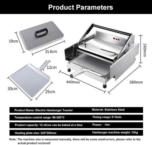 Commercial Hamburger Toaster, 6 Slices Electric Heating Hamburger Oven, Double-Layer Burger Bun Grilled Bread Machine in Kuwait