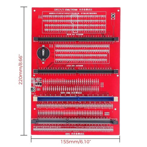 DDR4 Ram Memory Slot Tester for Desktop Laptop Server Computer | 4 in 1 DDR3DDR4/ DDR5 UDMM/ DDR5 RDIMM, LED Indicator, USB Type-C/Coin Battery(No Include) Power Supply, Wear-resistant PCB in Kuwait