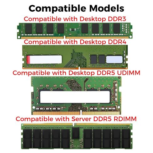 DDR4 Ram Memory Slot Tester for Desktop Laptop Server Computer | 4 in 1 DDR3DDR4/ DDR5 UDMM/ DDR5 RDIMM, LED Indicator, USB Type-C/Coin Battery(No Include) Power Supply, Wear-resistant PCB in Kuwait