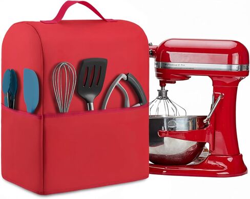 غطاء خلاط حامل متوافق مع خلاطات رفع الوعاء سعة 6/7/8 لتر من KitchenAid، غطاء خلاط قطني مع جيب بسحاب لملحقات وملحقات مساعدات المطبخ in Kuwait