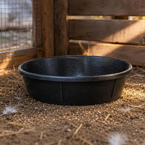 Shallow Rubber Tub Reinforced Ribs Oval Rubber Tub Smooth Utility Container in Kuwait