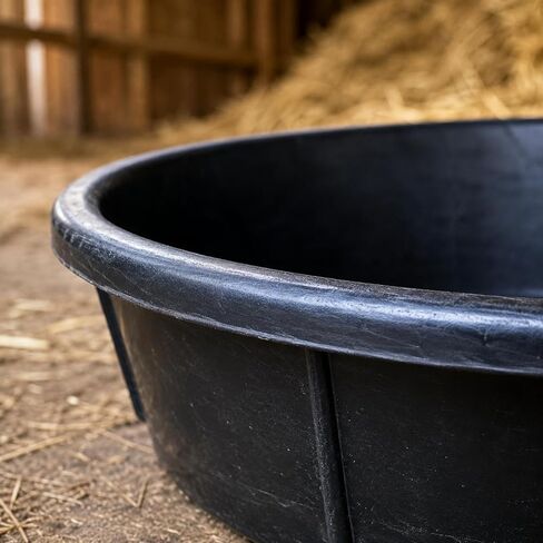 Shallow Rubber Tub Reinforced Ribs Oval Rubber Tub Smooth Utility Container in Kuwait