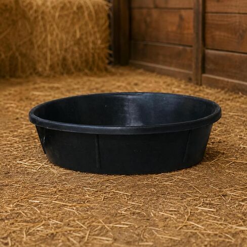 Shallow Rubber Tub Reinforced Ribs Oval Rubber Tub Smooth Utility Container in Kuwait
