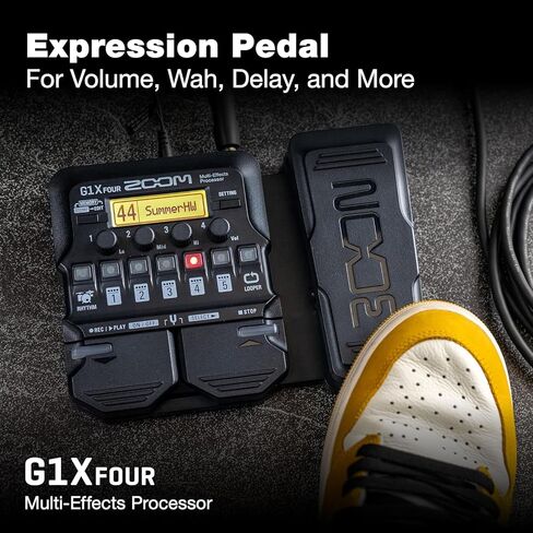 Zoom G1X FOUR Guitar Multi-Effects Processor Bundle with Samson SR850 Studio Reference Headphones, PigHog PH10 High Performance Guitar Cable, 9V Power Adapter and 99KOLB Polishing Cloth in Kuwait
