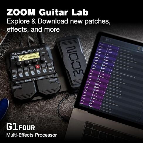 Zoom G1X FOUR Guitar Multi-Effects Processor Bundle with Samson SR850 Studio Reference Headphones, PigHog PH10 High Performance Guitar Cable, 9V Power Adapter and 99KOLB Polishing Cloth in Kuwait