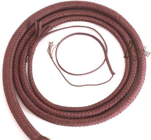 Light Weight Flexible 8, 10, 12 Feet Long 12 Strands Brown Bullwhip para Cord Nylon Bull Whip for Sound Practice, Horse Handling & Costume Use (08) in Kuwait