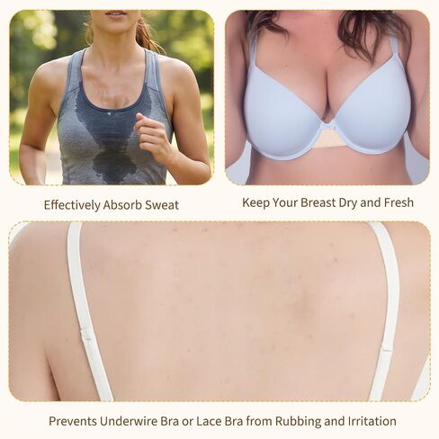 12Pcs Bra Sweat Liners,Cotton Bra Liners 18.5 x 3.15 IN,3 Layer | 3 Color Bras Liner for Sweating to Absorb Sweat under Breasts for Women, Summer, Sports, Pregnancy, Nursing in Kuwait