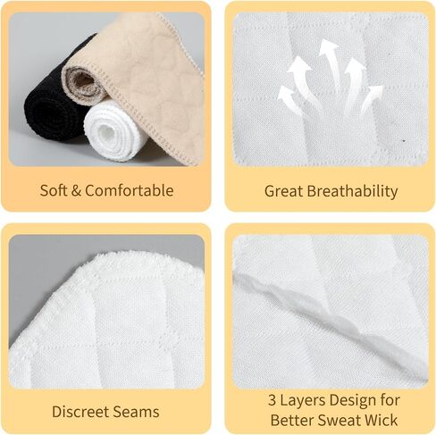 12Pcs Bra Sweat Liners,Cotton Bra Liners 18.5 x 3.15 IN,3 Layer | 3 Color Bras Liner for Sweating to Absorb Sweat under Breasts for Women, Summer, Sports, Pregnancy, Nursing in Kuwait