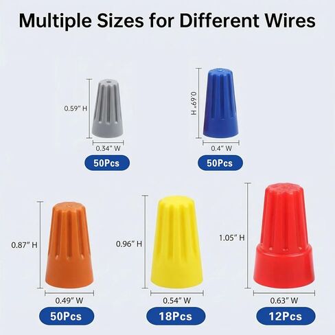 180 PCS Wire Connectors, Insulating Insert Twist Electrical Wire Caps with Spring, Portable for Quick Connection, 5 Color Wire Caps Electrical (180P) in Kuwait