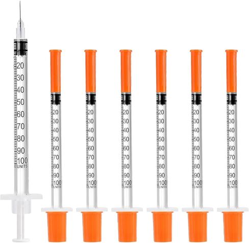 Pack of 100 Syringes U-100 31G 5/16" (8mm) 1ml/cc, Disposable Syringe, Lab Supplies, Individual Packed in Kuwait