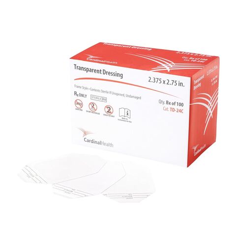 ضمادة شفافة ذات إطار قياسي من Cardinal Health™، مقاس 2.375 × 2.75 بوصة، معقمة، TD-24C، صندوق مكون من 100 قطعة in Kuwait