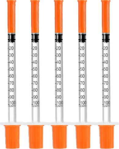 Pack of 100 Syringes U-100 31G 5/16" (8mm) 1ml/cc, Disposable Syringe, Lab Supplies, Individual Packed in Kuwait