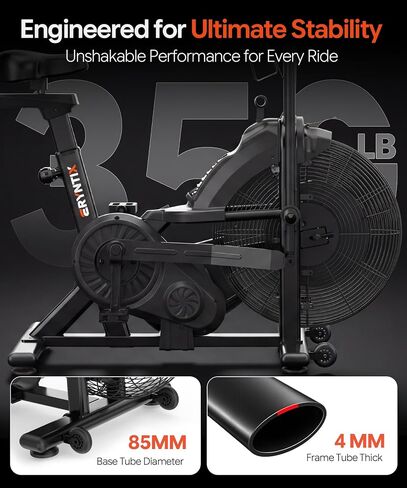Dual Resistance Air Bike, Magnetic & Air Fan Bike with APP Connection, ISCC PLUS Certified Wind Bikes, Dual-Action Handlebars for Home Gym HIIT Cardio Full Body Workout (350LBS Capacity) in Kuwait