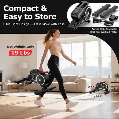 pooboo Under Desk Bike Pedal Exerciser, Quiet Magnetic Mini Exercise Bike with 16 Resistance Levels, Arm & Leg Workout, Resistance Bands，Desk Pedal Bike for Home/Office Workout in Kuwait