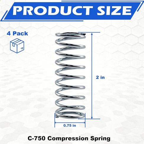 (4 Pack) C-750 Compression Spring, 3/4 Inch OD x 2 Inch Length | for Appliances Automotive Tools Mechanical Replacement Parts in Kuwait