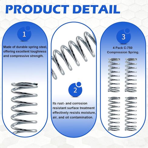 (4 Pack) C-750 Compression Spring, 3/4 Inch OD x 2 Inch Length | for Appliances Automotive Tools Mechanical Replacement Parts in Kuwait