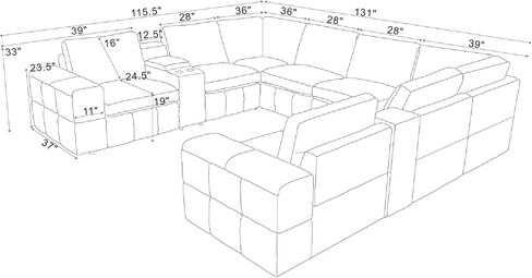 Large Arm Leather Match Upholstery Modular Sectional in Kuwait