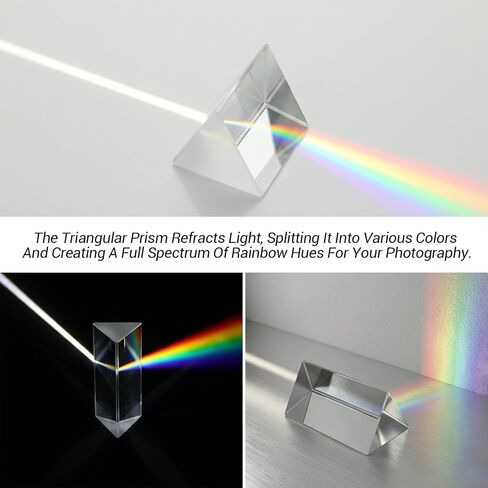 12 Pack Clear Triangular Prism, 2 Inch Optical Glass Triple Prism Crystal Equilateral Prisms Set for Photography Effects Physics Teaching Light Spectrum Optics in Kuwait