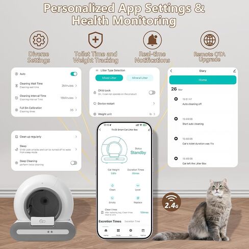 DOEL Cat Litter Box Automatic Cleaning, Automatic Litter Box with Large Capacity, App Control, Safety Protection, Leak Prevention in Saudi Arabia