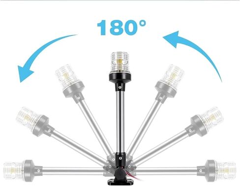 Anchor Light Boat Stern Light Waterproof 9 Inches, White Fold Down Marine Navigation Lights for Boats LED for Pontoon in Kuwait