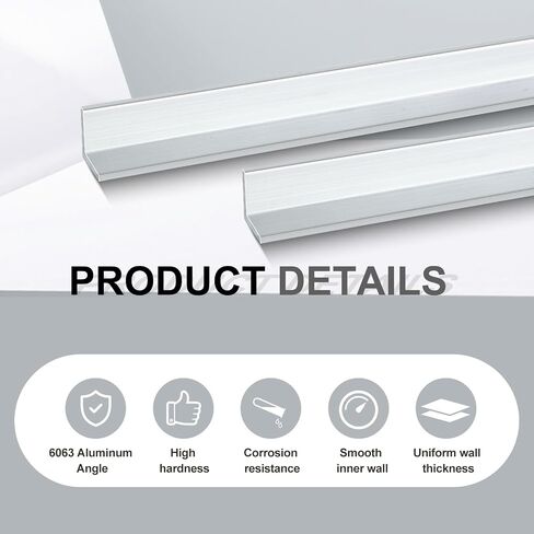 Blulu 2 قطعة زاوية ألومنيوم - 6063 زاوية ألومنيوم، الاستخدام الهيكلي والمعماري للإطارات، والدرابزين، وواقي الزوايا، والمشروعات اليدوية (36 بوصة طول × 1.5 بوصة عرض × 1/8 بوصة سمك) in Kuwait