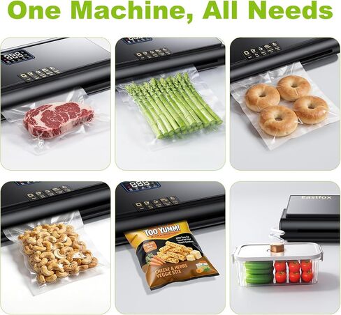 Vacuum Sealer Machine, Automatic Food Vacuum Sealers for Food, 10-in-1 Moist/Dry Modes with Built-in Cutter & Bag Storage, Air Suction Hose, Digital Countdown, 2 Roll Bags 19.67ft, 30 Vacuum Bags in Saudi Arabia