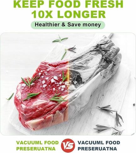 Vacuum Sealer Machine, Automatic Food Vacuum Sealers for Food, 10-in-1 Moist/Dry Modes with Built-in Cutter & Bag Storage, Air Suction Hose, Digital Countdown, 2 Roll Bags 19.67ft, 30 Vacuum Bags in Saudi Arabia