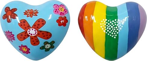 2 Pcs Heart Shaped Meditation Chime Bell Set, 1.77'' Hand-Painted Stainless Steel Hand Chimes for Anxiety Relief and Calm, Decorative Healing Bells with Cotton Pouches - Whimsical Nature in Kuwait