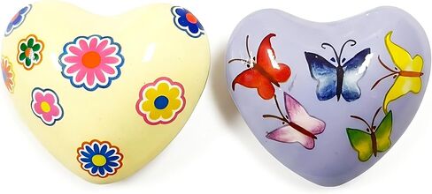 2 Pcs Heart Shaped Meditation Chime Bell Set, 1.77'' Hand-Painted Stainless Steel Hand Chimes for Anxiety Relief and Calm, Decorative Healing Bells with Cotton Pouches - Whimsical Nature in Kuwait