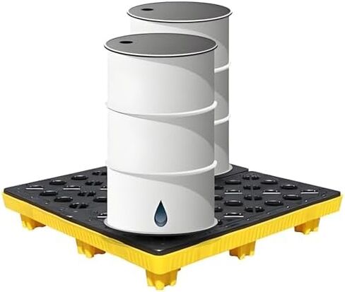 Spill Containment Pallet Tray Platform Oil Drum Drums Concrete Modular Drain Proof Tank polyethylene Profile Paint Bucket Garage Industrial,Modular Spill Containment Platform with Drain - Po in Kuwait