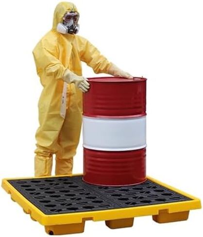 Spill Containment Pallet Tray Platform Oil Drum Drums Concrete Modular Drain Proof Tank polyethylene Profile Paint Bucket Garage Industrial,Heavy-Duty Yellow & Black Spill Containment Platfo in Kuwait