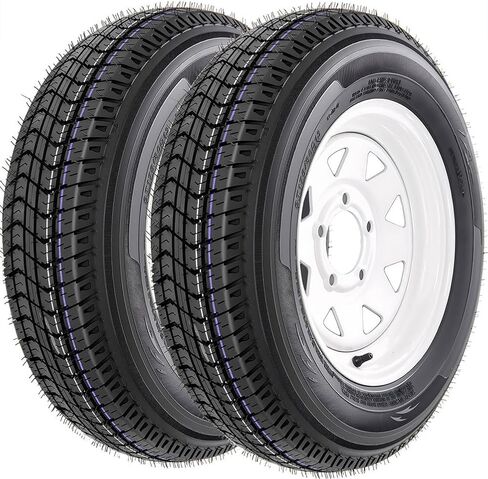 2 حزمة من إطارات المقطورة والعجلات ST175/80D13، نطاق تحميل 13 بوصة 6PR C، 5 عروة على نمط مسمار 4.5 بوصة، إطارات مقطورة للقوارب شديدة التحمل مع حافة فولاذية (أسود) in Kuwait