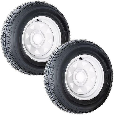 2 حزمة من إطارات المقطورة والعجلات ST175/80D13، نطاق تحميل 13 بوصة 6PR C، 5 عروة على نمط مسمار 4.5 بوصة، إطارات مقطورة للقوارب شديدة التحمل مع حافة فولاذية (أسود) in Kuwait