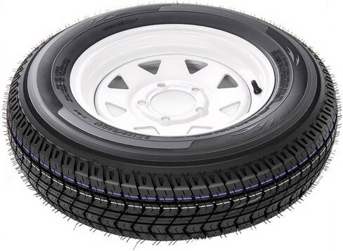 2 حزمة من إطارات المقطورة والعجلات ST175/80D13، نطاق تحميل 13 بوصة 6PR C، 5 عروة على نمط مسمار 4.5 بوصة، إطارات مقطورة للقوارب شديدة التحمل مع حافة فولاذية (أسود) in Kuwait