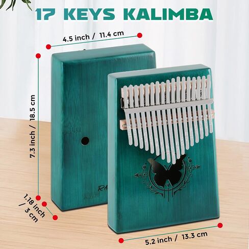 RANMING 17 Keys Kalimba Thumb Piano - Portable Mbira Finger Piano with Gig Bag, Tuning Hammer, Cleaning Cloth, Key Stickers & Finger Covers, Complete Musical Instrument Gift Set for Adults Beginners in Saudi Arabia