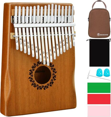RANMING 17 Keys Kalimba Thumb Piano - Portable Mbira Finger Piano with Gig Bag, Tuning Hammer, Cleaning Cloth, Key Stickers & Finger Covers, Complete Musical Instrument Gift Set for Adults Beginners in Saudi Arabia