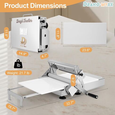 ملاءة عجين قابلة للطي مقاس 12 بوصة، تتضمن لوح تغليف مقاس 23.6 بوصة × 11.8 بوصة، وحصيرة عجين (23.6 بوصة × 15.8 بوصة)، ومكشطتين، وفرشتي معجنات، وفرشاة صوف، وبكرة عجين يدوية مع 55 إعدادًا للسمك، من الفولاذ المقاوم للصدأ in Kuwait