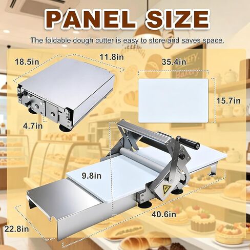 Folding Dough Sheeter, Manual Dough Rolling Machine, Stainless Steel Dough Roller with 56 Adjustable Thickness Settings, Foldable for Home, Bakery, Restaurant, Pizza Shop in Saudi Arabia