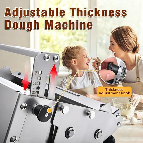 Folding Dough Sheeter, Manual Dough Rolling Machine, Stainless Steel Dough Roller with 56 Adjustable Thickness Settings, Foldable for Home, Bakery, Restaurant, Pizza Shop in Saudi Arabia
