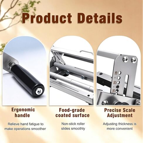 Folding Dough Sheeter, Manual Dough Rolling Machine, Stainless Steel Dough Roller with 56 Adjustable Thickness Settings, Foldable for Home, Bakery, Restaurant, Pizza Shop in Saudi Arabia