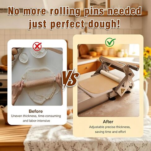 Folding Dough Sheeter, Manual Dough Rolling Machine, Stainless Steel Dough Roller with 56 Adjustable Thickness Settings, Foldable for Home, Bakery, Restaurant, Pizza Shop in Saudi Arabia