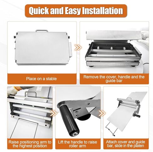 12" Folding Dough Sheeter with Sheeter Board, Stainless Steel Manual Dough Roller Machine, Compact Dough Sheeter, Adjustable Thickness Settings for Bread Marzipan and Puff Pastry (Type A300) in Kuwait