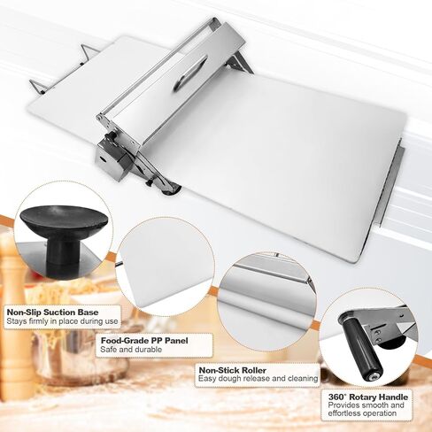 12" Folding Dough Sheeter with Sheeter Board, Stainless Steel Manual Dough Roller Machine, Compact Dough Sheeter, Adjustable Thickness Settings for Bread Marzipan and Puff Pastry (Type A300) in Kuwait