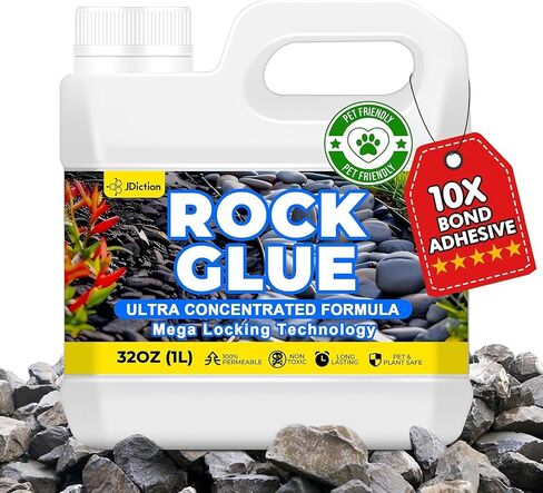 غراء الصخور JDiction للمناظر الطبيعية - غلاف الحصى 32oz للحجر والحصى، غراء الحجر المركز 10X للمناظر الطبيعية، مثبت الصخور، لاصق الحصى المناظر الطبيعية، مقاوم للطقس، يدوم حتى عامين in Kuwait