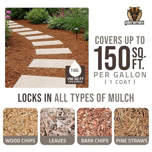 مجموعة PetraMax Lockscape Mulch Glue للمناظر الطبيعية - 1 جالون غراء Mulch (عبوتان) + بخاخ مضخة Petratools HD201 سعة 2 جالون، مثبت المهاد لأسرة الحديقة واللحاء وقش الصنوبر والمناظر الطبيعية in Kuwait