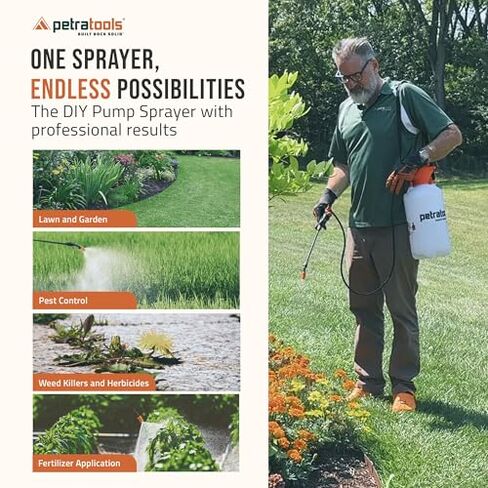 مجموعة PetraMax Lockscape Mulch Glue للمناظر الطبيعية - 1 جالون غراء Mulch (عبوتان) + بخاخ مضخة Petratools HD201 سعة 2 جالون، مثبت المهاد لأسرة الحديقة واللحاء وقش الصنوبر والمناظر الطبيعية in Kuwait