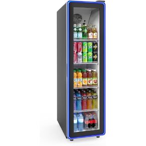 ROVSUN 6 Cu.Ft Commercial Refrigerator Slim Commercial Beverage Cooler ETL NSF Certified, Display Refrigerator Glass Door Merchandiser Drink Fridge w/Adjustable Shelves LED Light for Bar Restaurant in Saudi Arabia